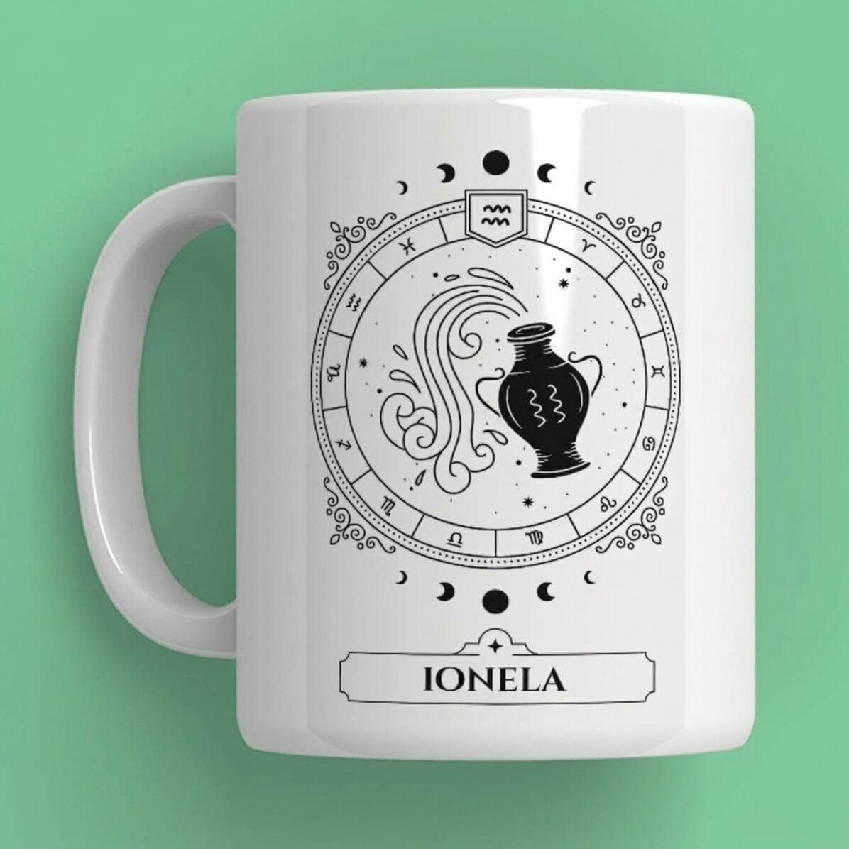 Tazza personalizzata con nome e segno zodiacale - Acquario