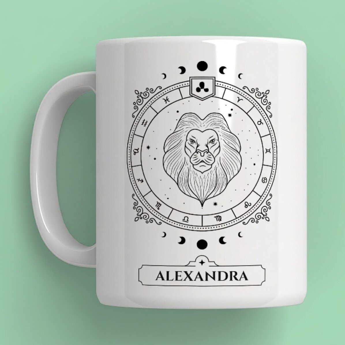 Tazza personalizzata con nome e segno zodiacale - Leone