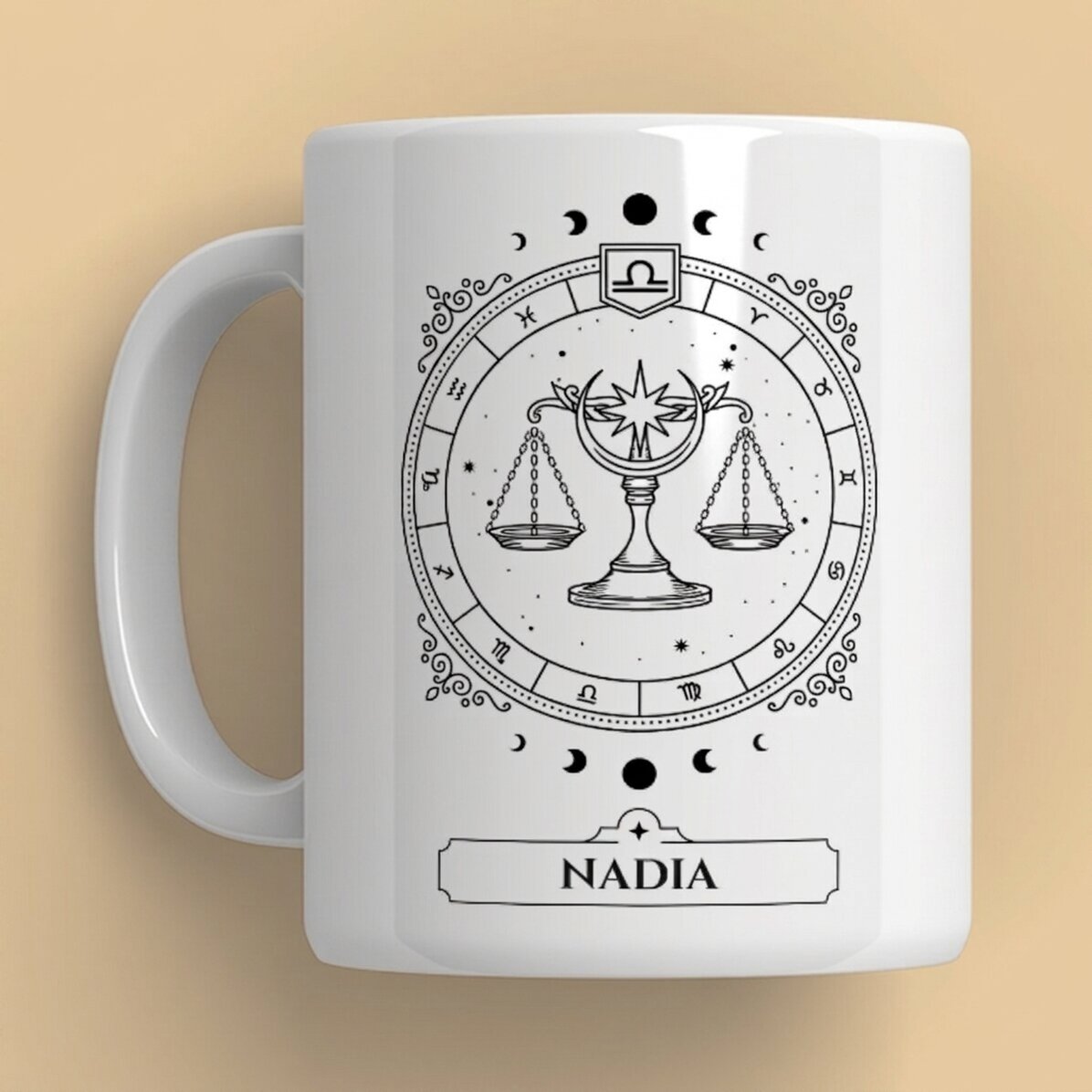Tazza personalizzata con nome e segno zodiacale - Bilancia