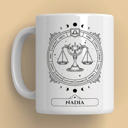 Tazza personalizzata con nome e segno zodiacale - Bilancia