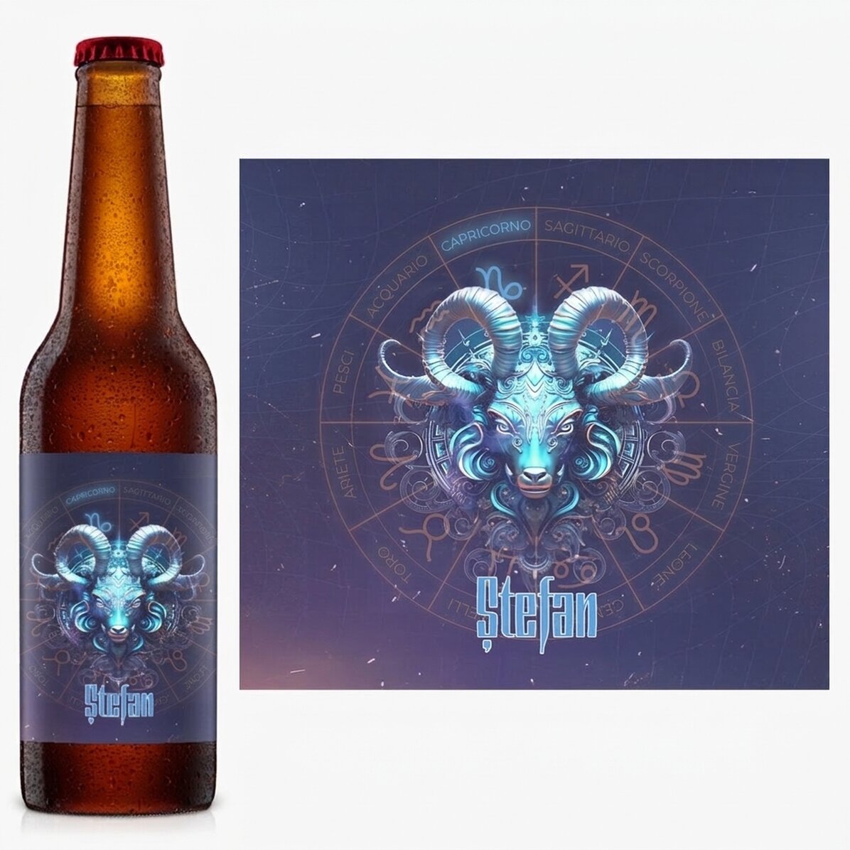 Birra personalizzata con nome e segno zodiacale - Capricorno