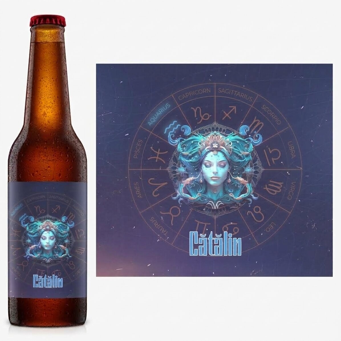 Birra personalizzata con nome e segno zodiacale - Acquario