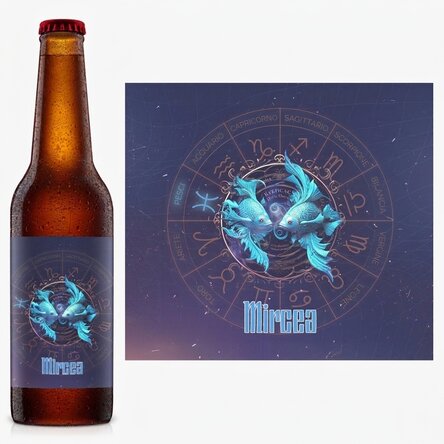 Birra personalizzata con nome e segno zodiacale - Pesci