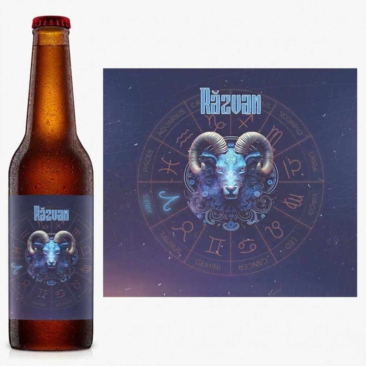 Birra personalizzata con nome e segno zodiacale - Ariete
