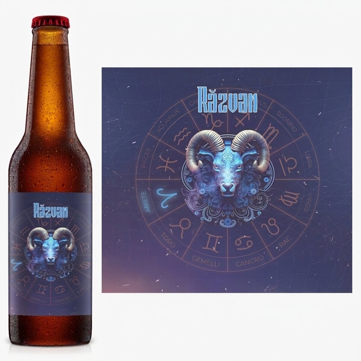 Birra personalizzata con nome e segno zodiacale - Ariete