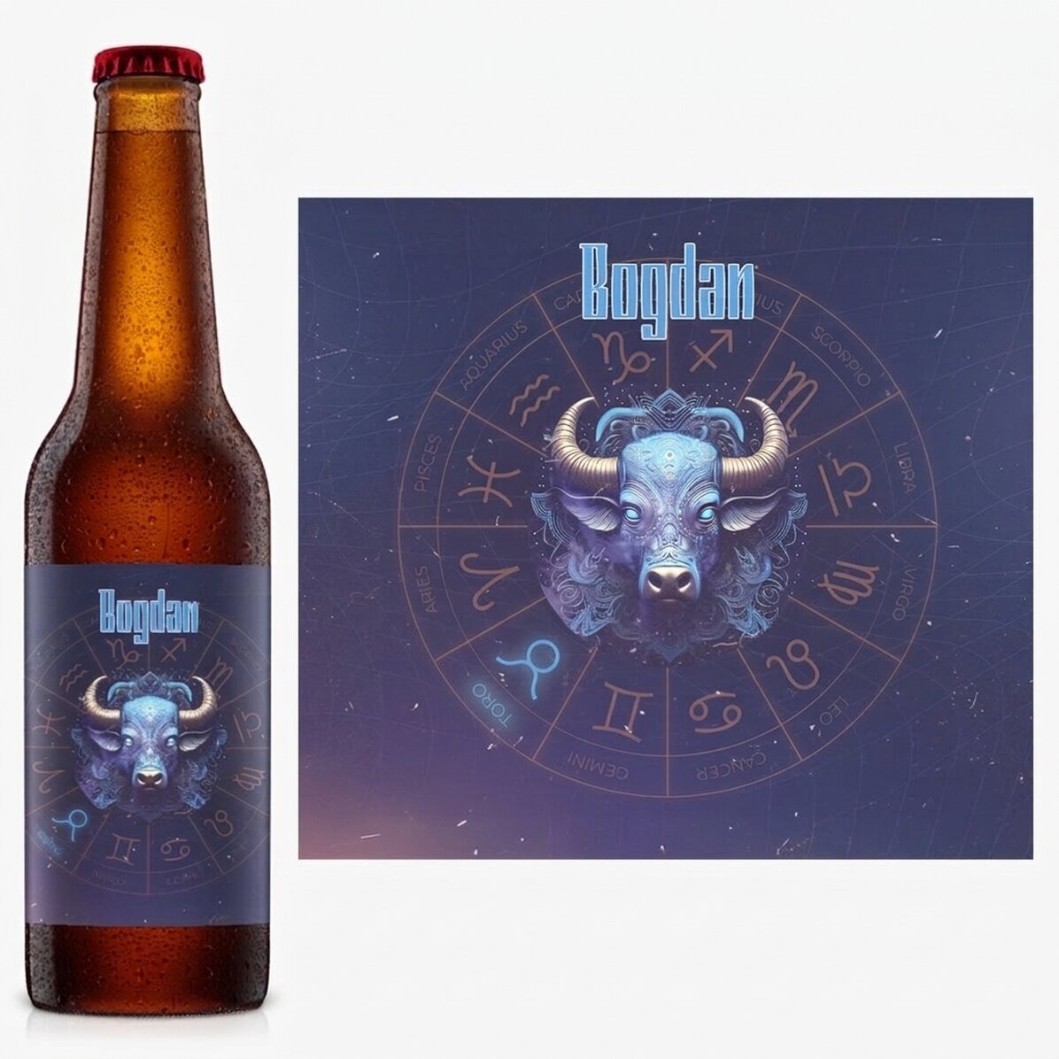 Birra personalizzata con nome e segno zodiacale - Toro