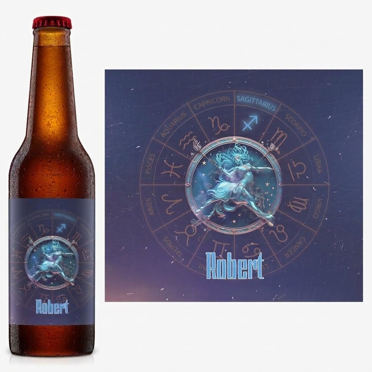 Birra personalizzata con nome e segno zodiacale - Sagittario
