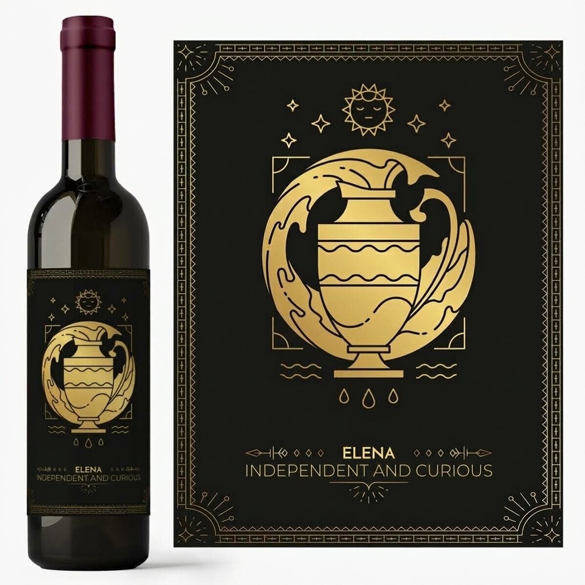 Vino personalizzato con testo e segno zodiacale - Acquario