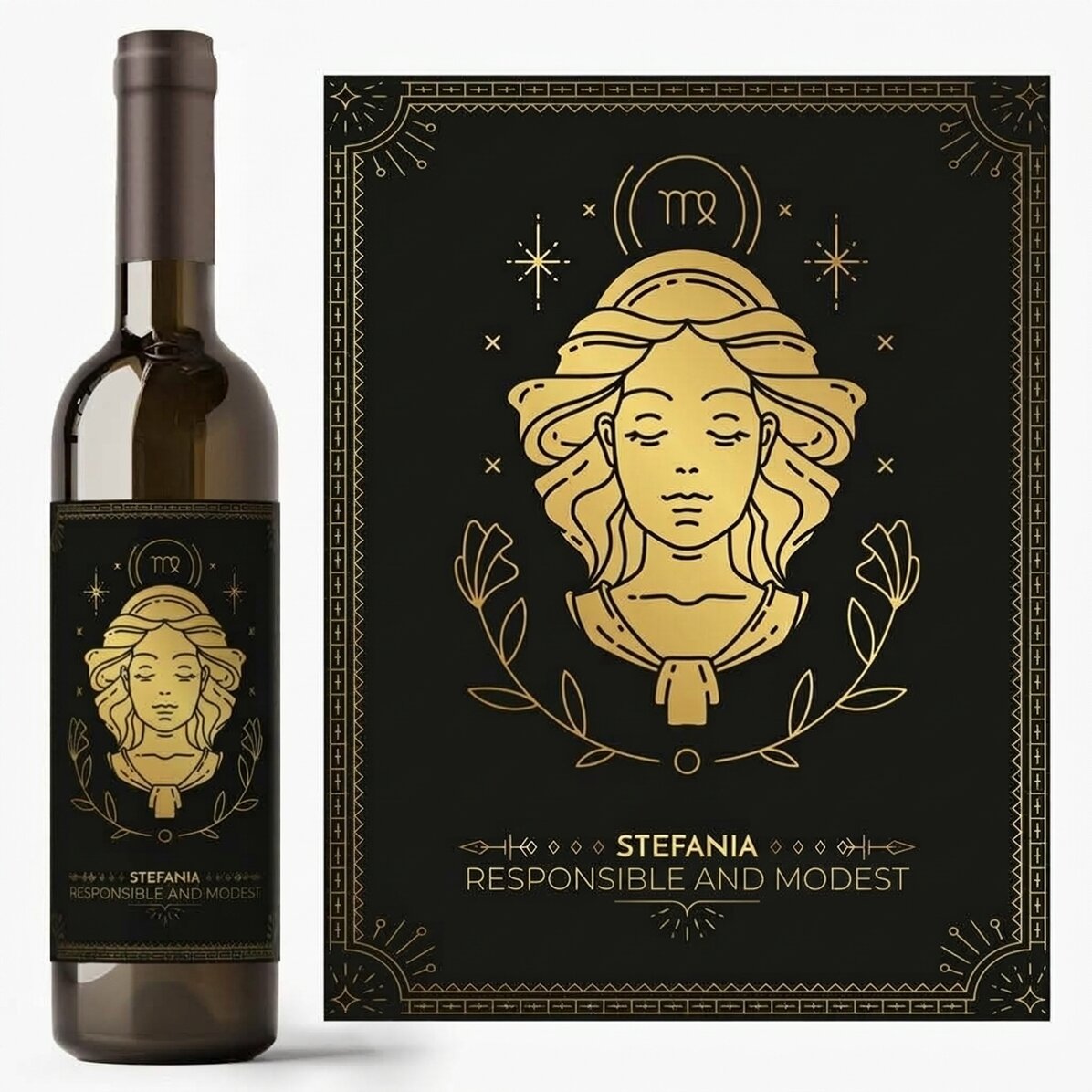 Vino personalizzato con testo e segno zodiacale - Vergine