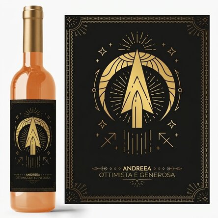 Vino personalizzato con testo e segno zodiacale - Sagittario