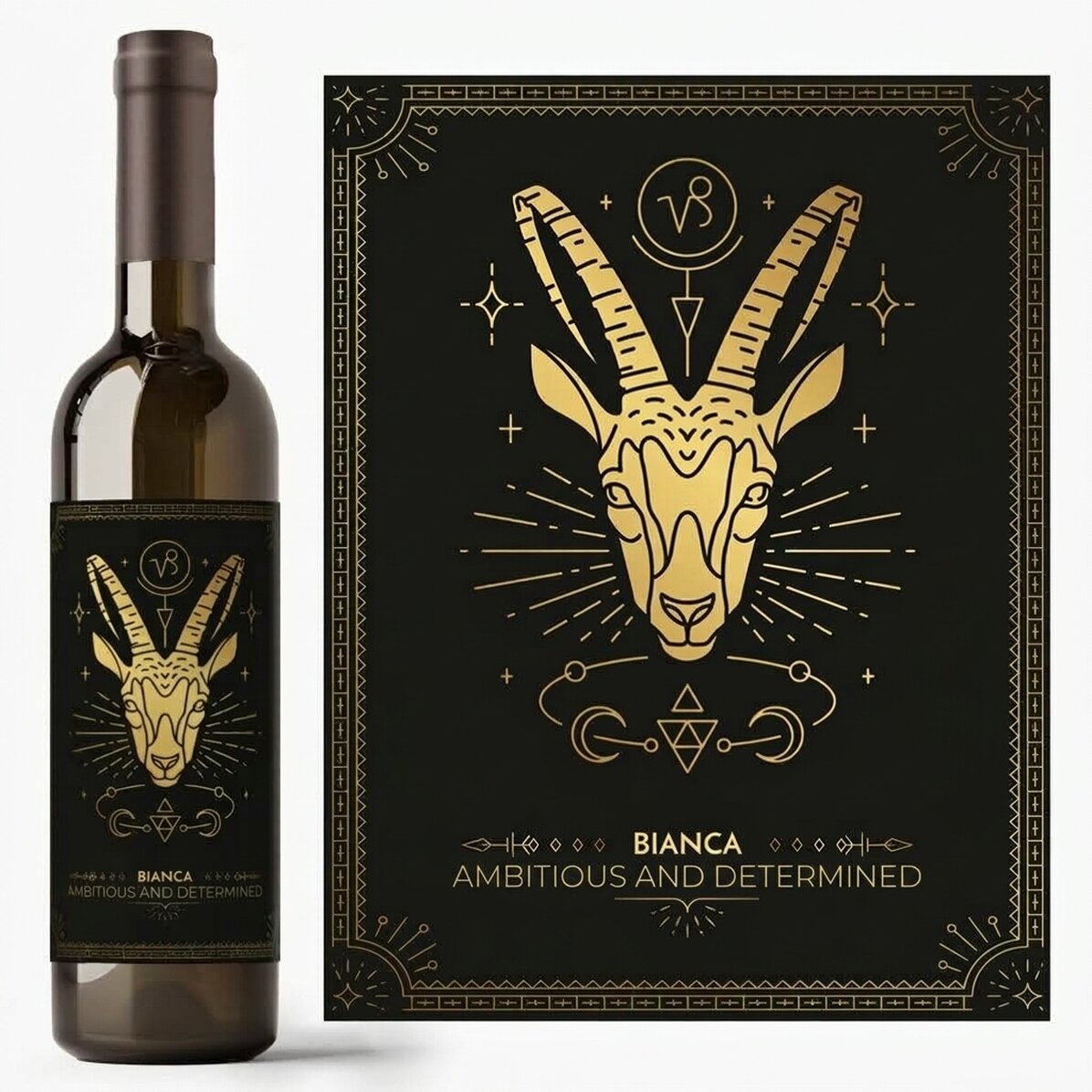 Vino personalizzato con testo e segno zodiacale - Capricorno