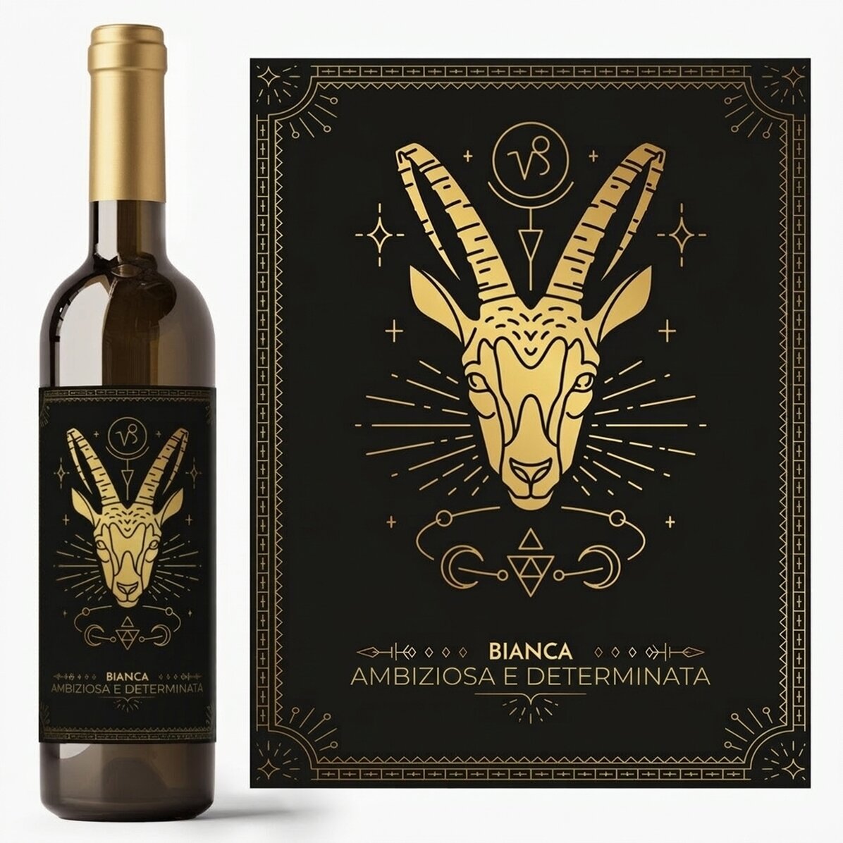 Vino personalizzato con testo e segno zodiacale - Capricorno