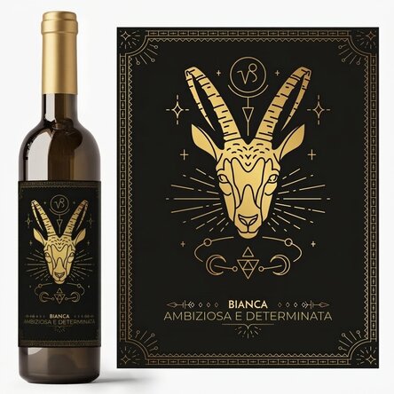 Vino personalizzato con testo e segno zodiacale - Capricorno