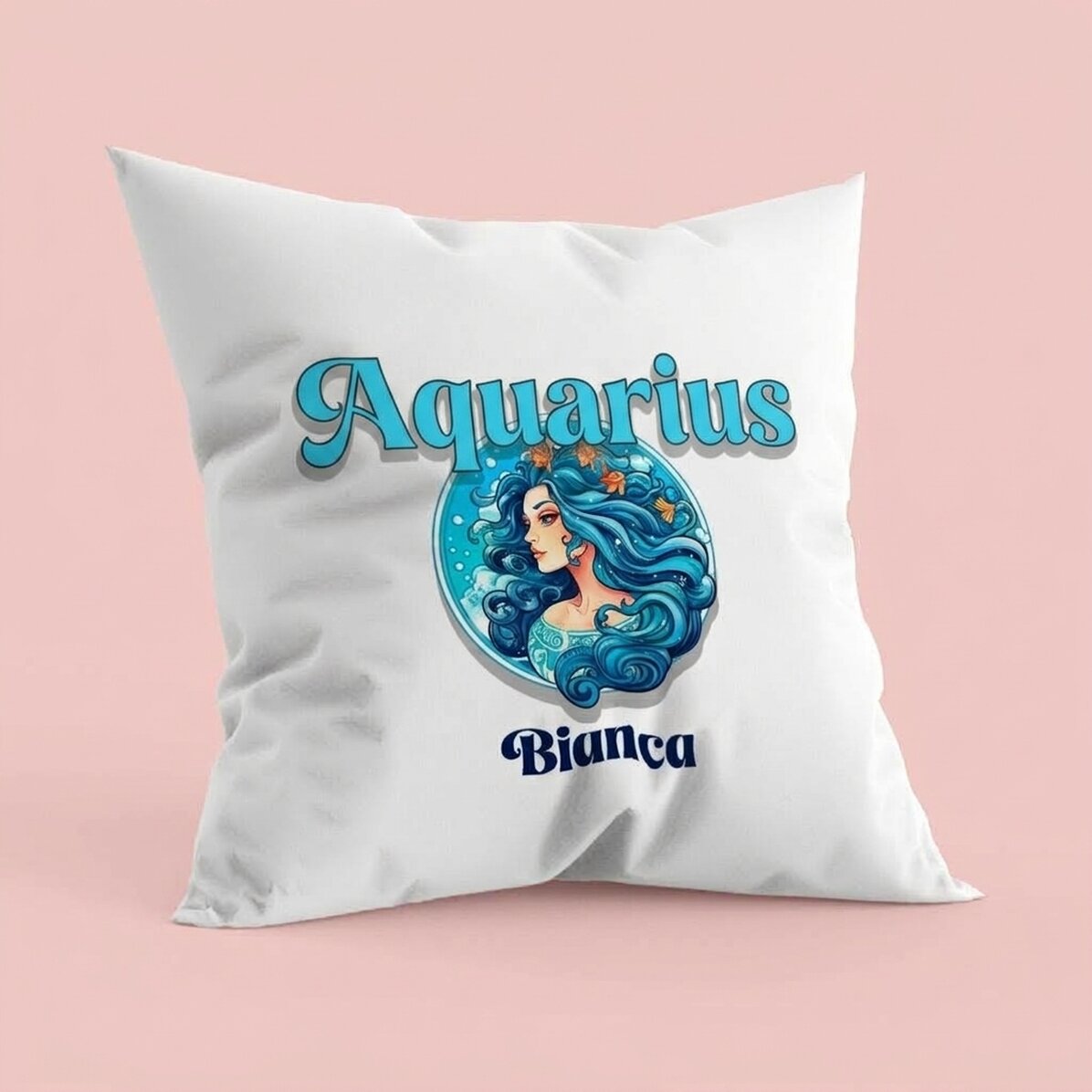 Cuscino personalizzato con nome e segno zodiacale - Acquario