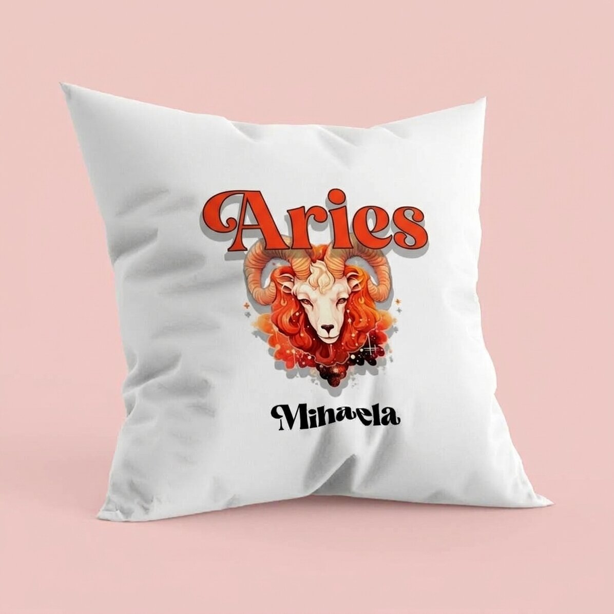 Cuscino personalizzato con nome e segno zodiacale - Ariete