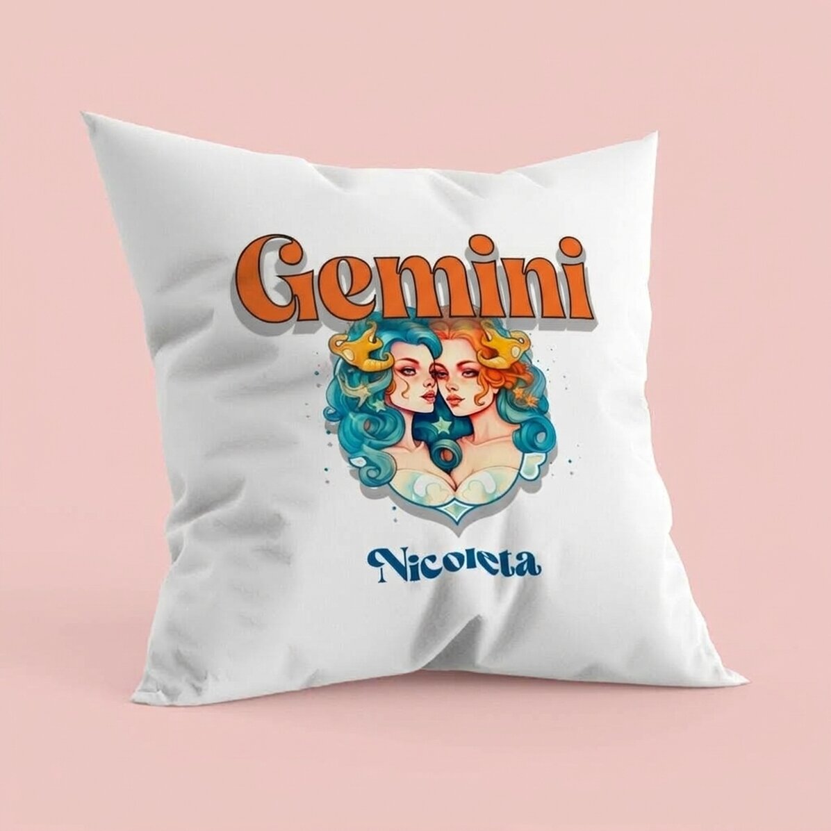 Cuscino personalizzato con nome e segno zodiacale - Gemelli