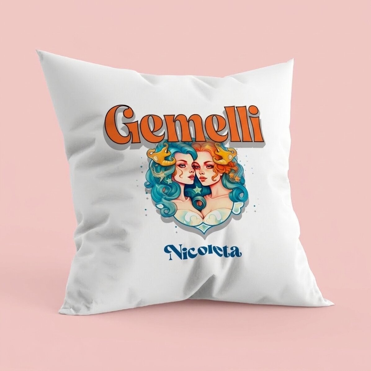 Cuscino personalizzato con nome e segno zodiacale - Gemelli