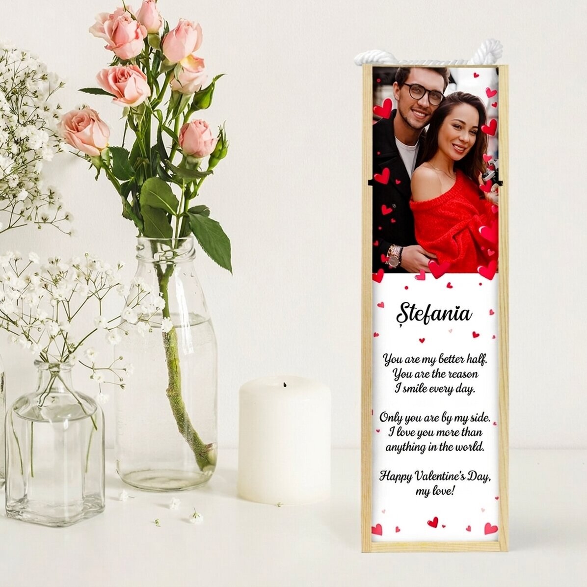 Scatola per vino personalizzata con una foto e un messaggio - Love