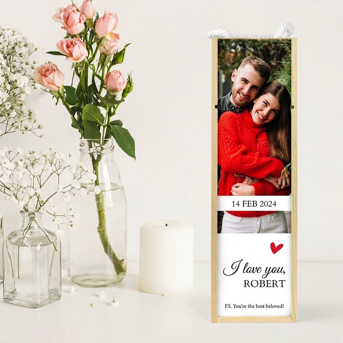 Scatola per vino personalizzata con una foto e una frase - Ti amo