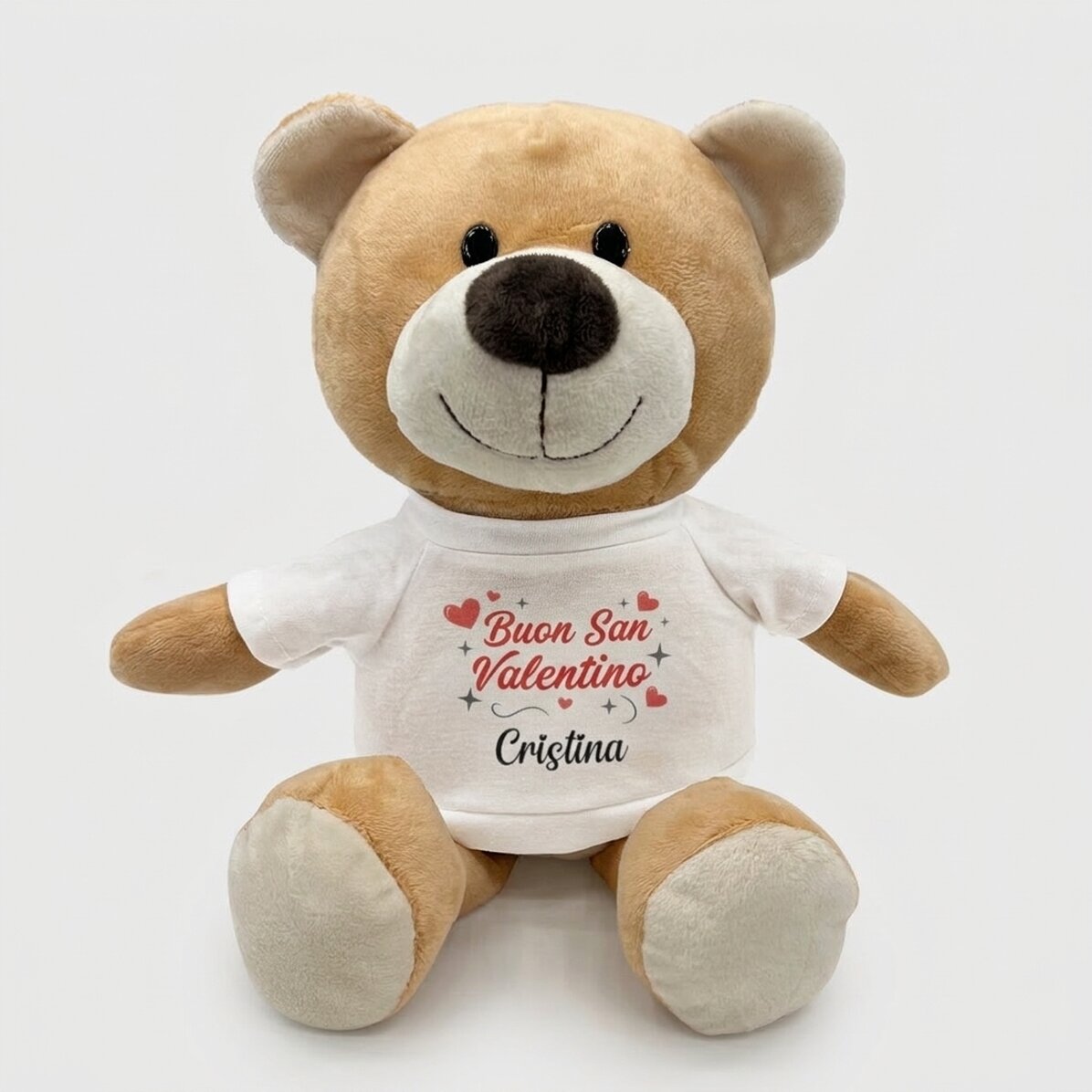 In più, un orsacchiotto personalizzato con la scritta “Happy Valentine’s Day”