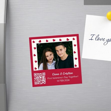 Magnete 10x10 personalizzato con foto, messaggio e codice QR