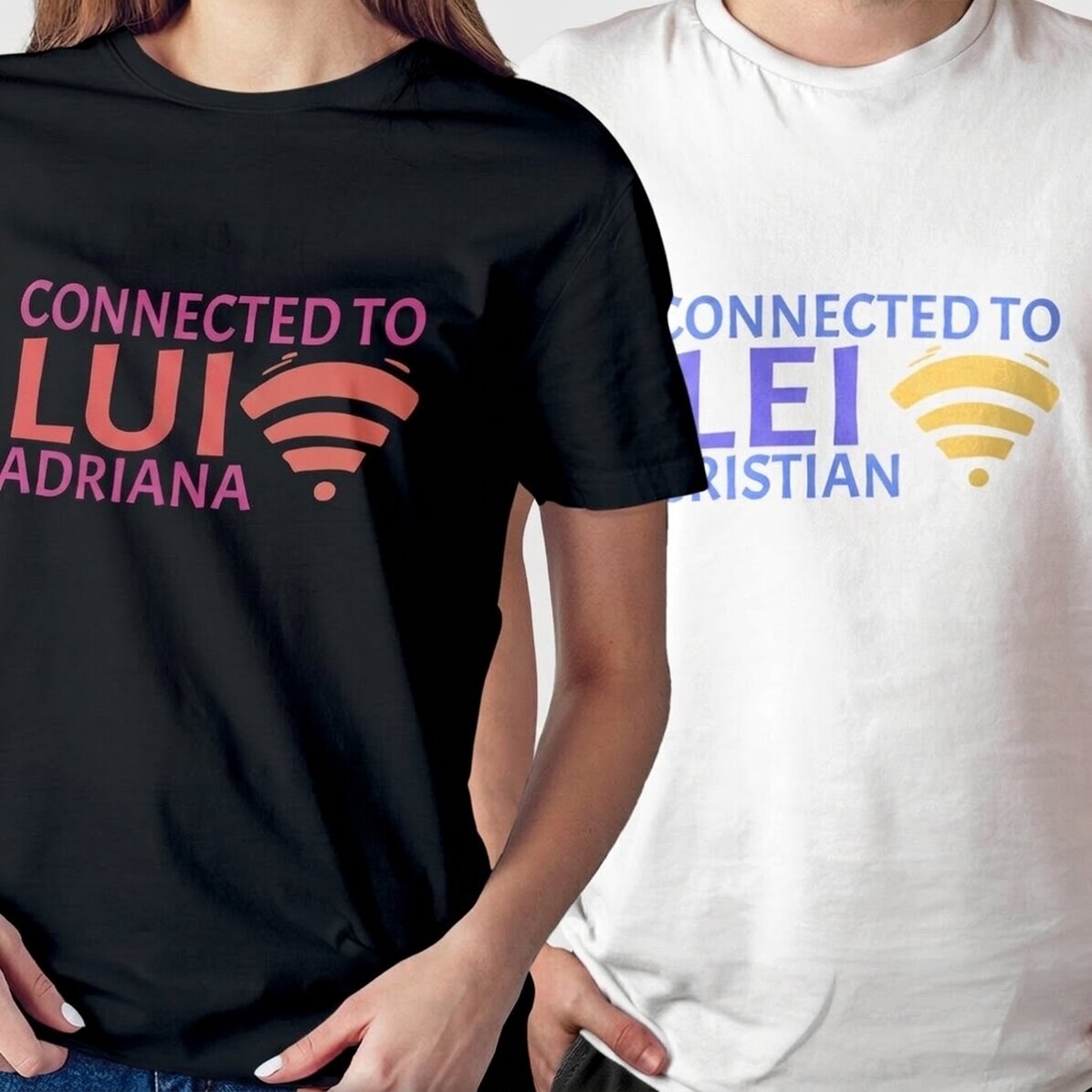 Maglietta in cotone personalizzata con scritta - Connected to