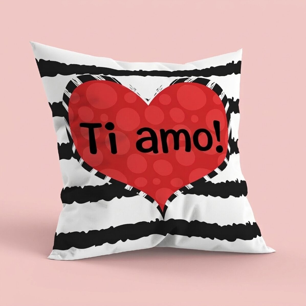 Cuscino personalizzato con scritta, formato grande - Doodle heart