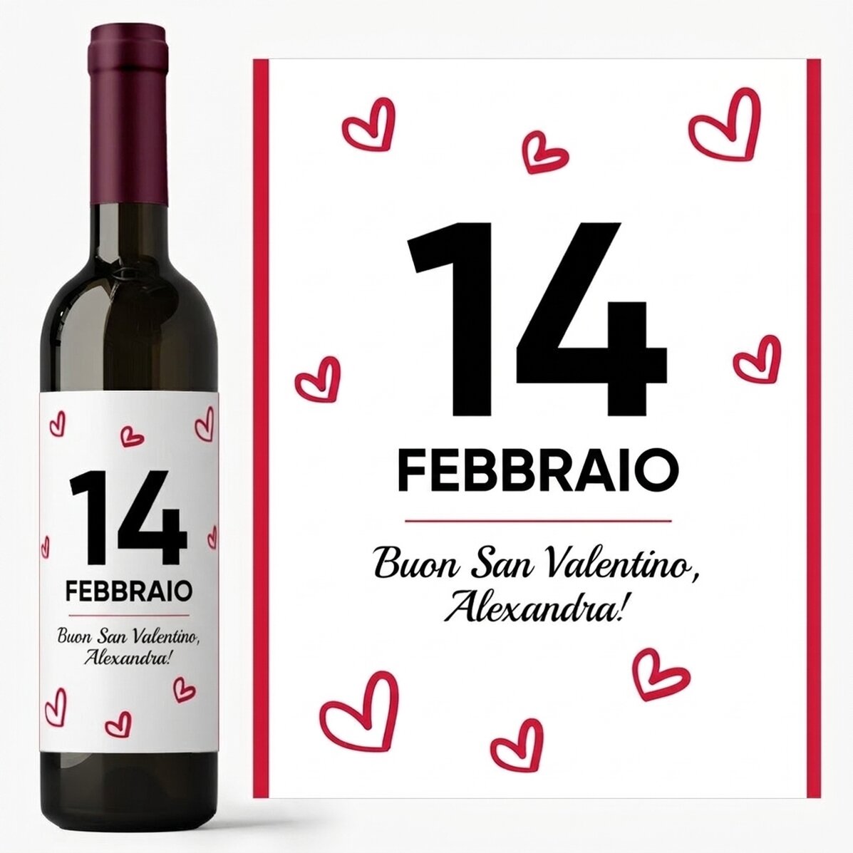 Vino personalizzato con scritta - Cuori
