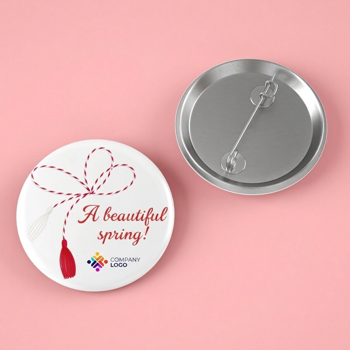 Spilla personalizzata con logo e messaggio