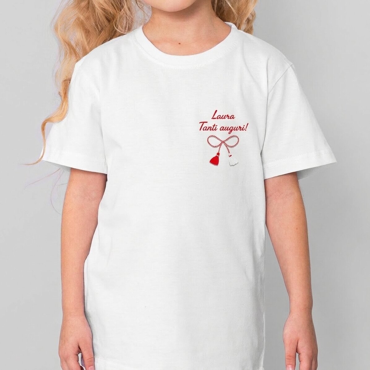 Maglietta in cotone per bambini personalizzata con una scritta