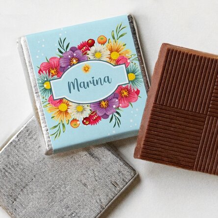 Mini cioccolatino personalizzato con nome - Fiori di primavera