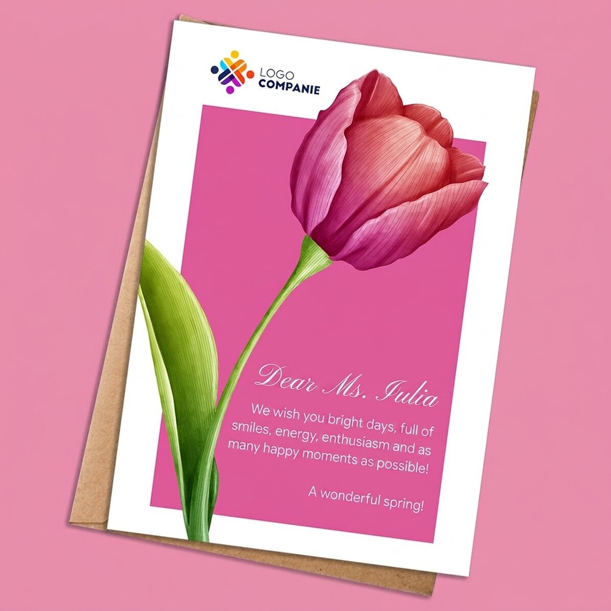 Tessera personalizzata con testo e logo - Primavera