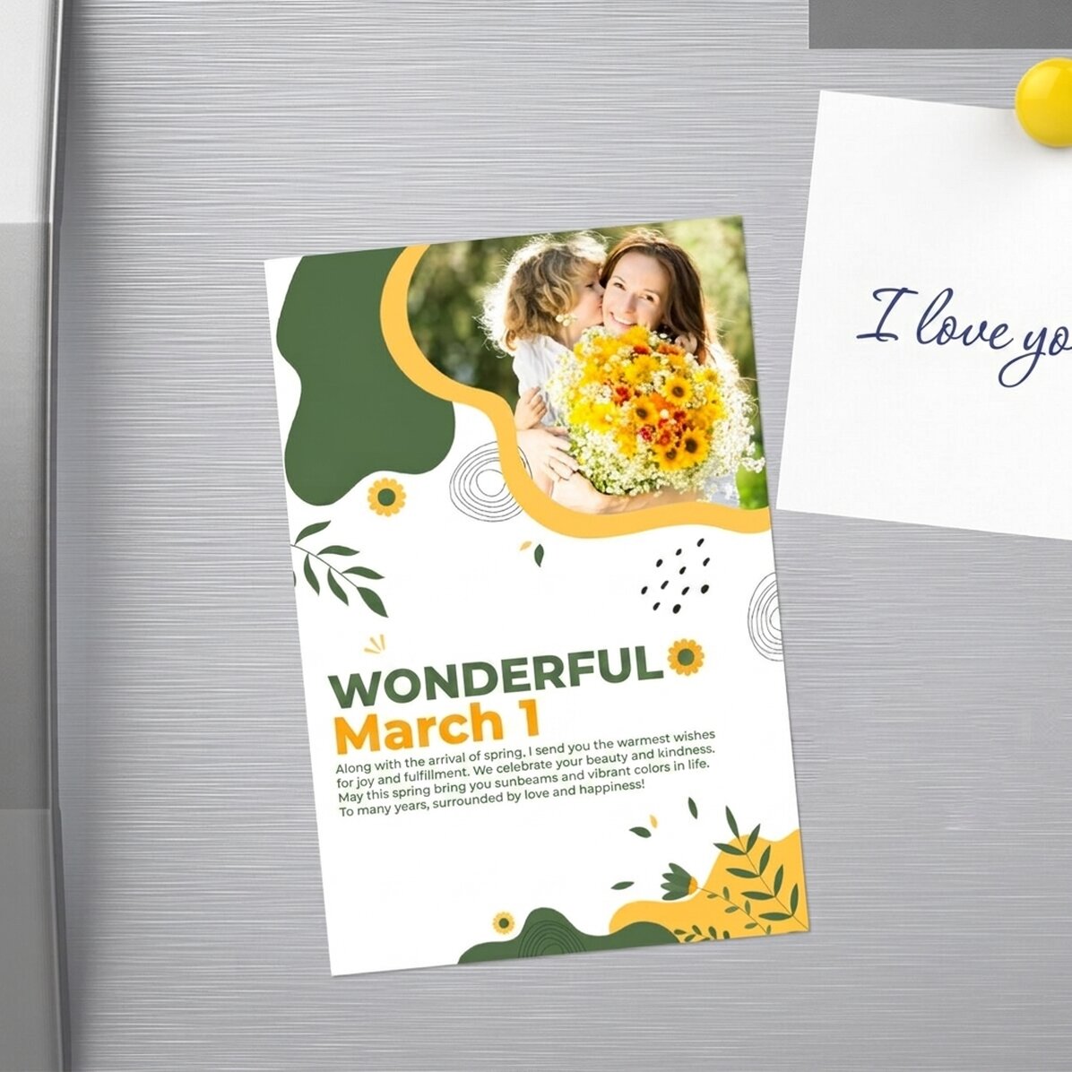 Magnete personalizzato 10x15 con foto e testo - Hello spring