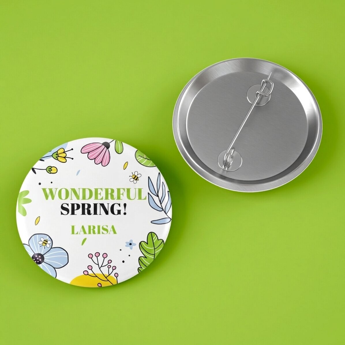 Spilla personalizzata con testo - Doodle spring