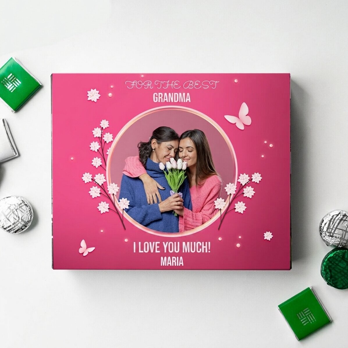 Scatola di cioccolatini personalizzata con foto e testo - Happy spring
