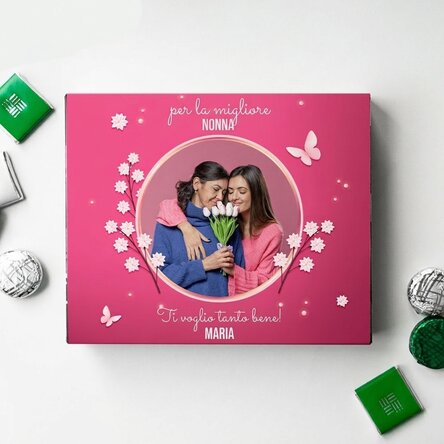 Scatola di cioccolatini personalizzata con foto e testo - Happy spring