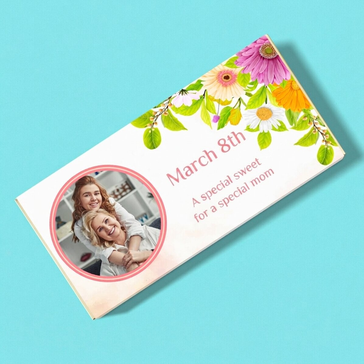 Cioccolato personalizzato con foto e testo - Fiori di primavera