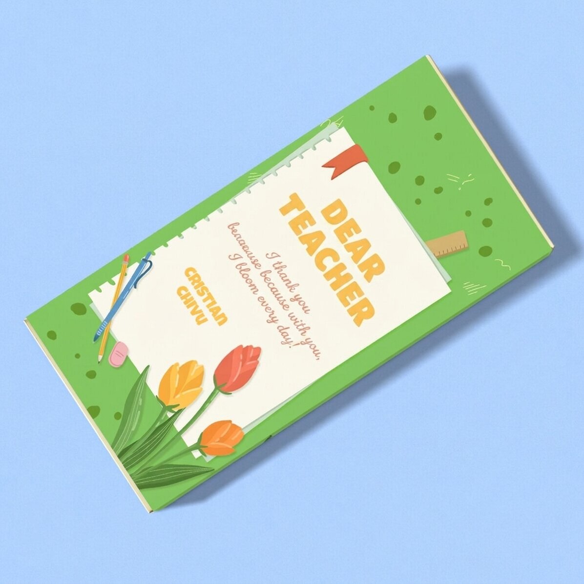 Cioccolato personalizzato con dedica - Tulipani per gli insegnanti