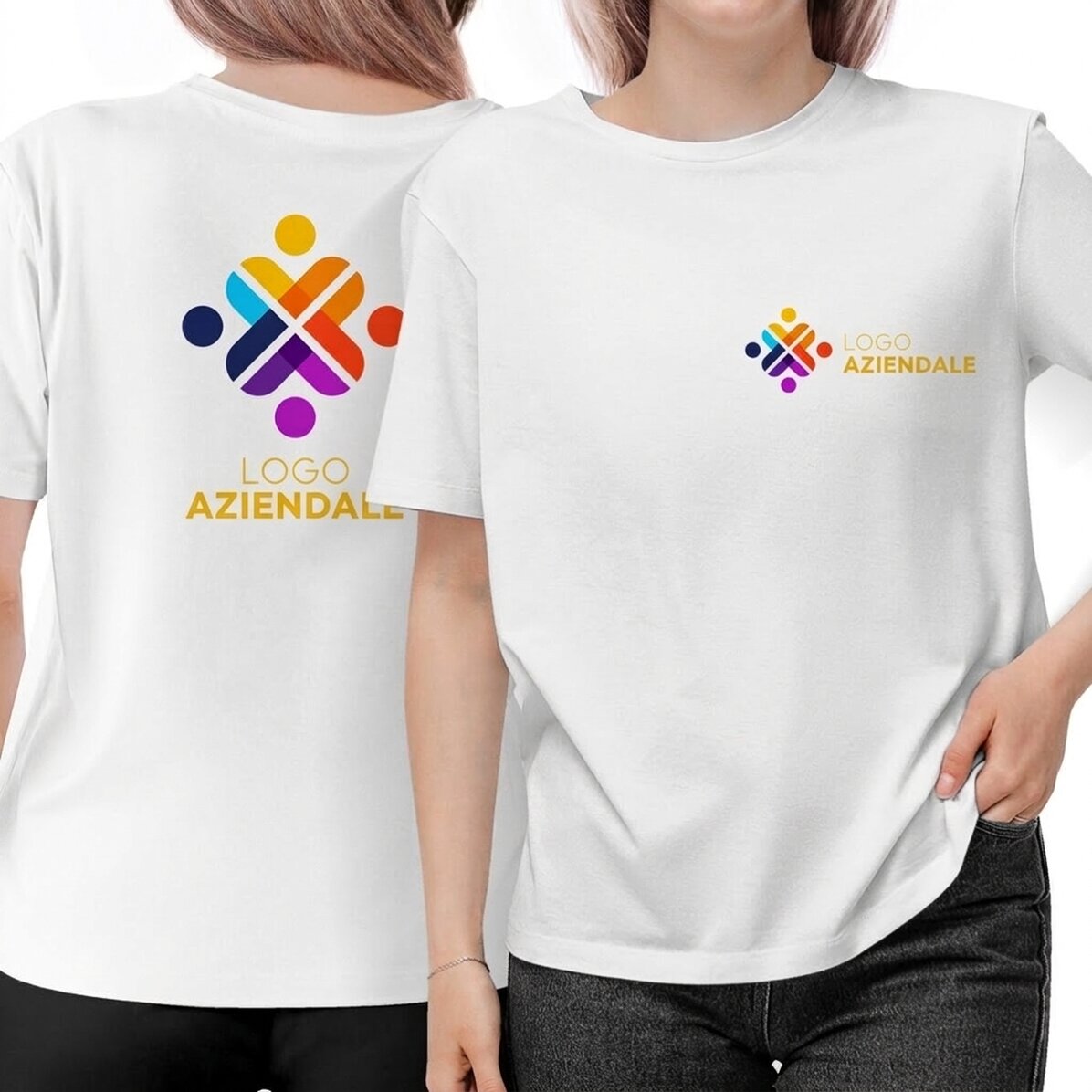 Maglietta in cotone personalizzata con logo sul davanti e sul retro