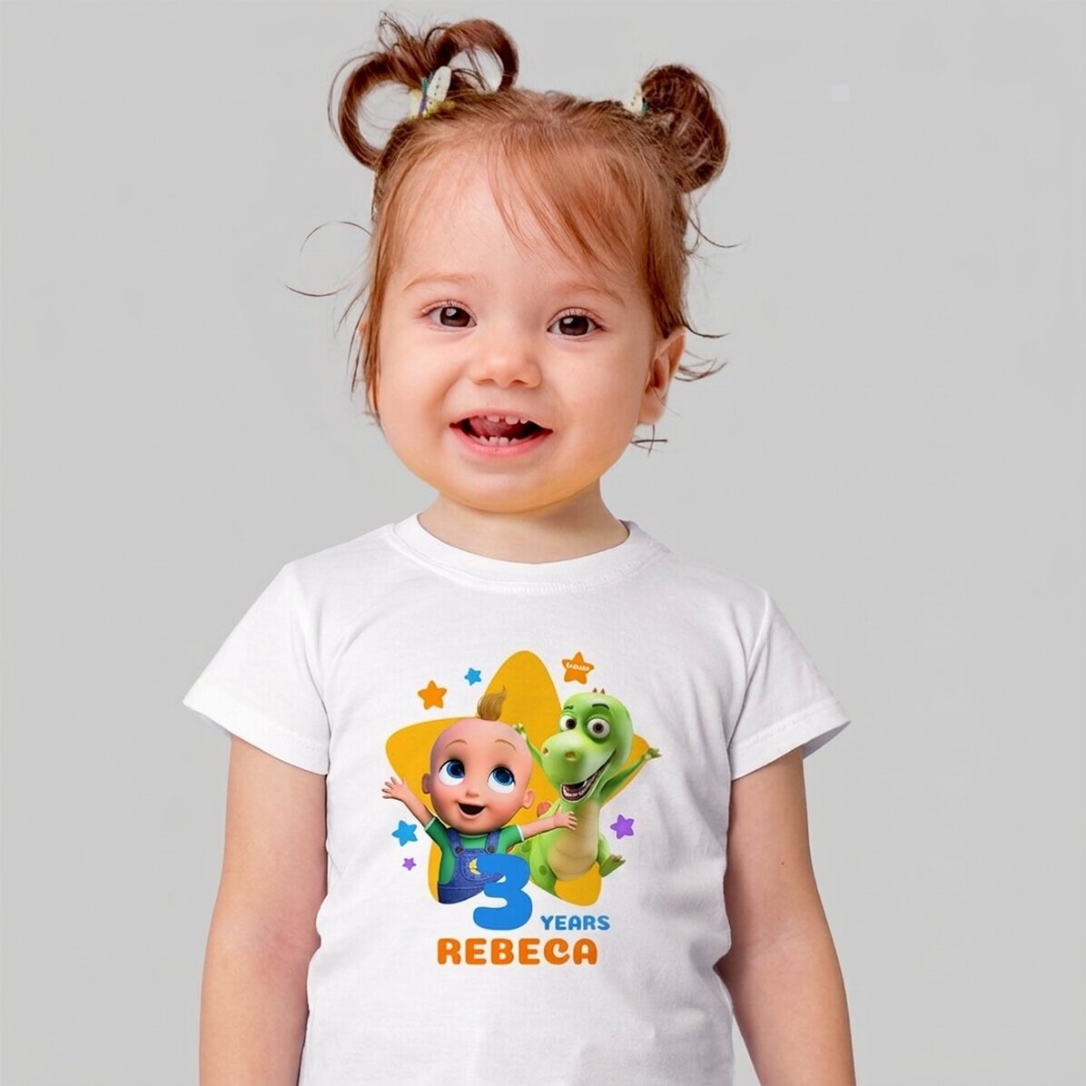 Maglietta in cotone per bambini personalizzata con il nome - Compleanno con TraLaLa