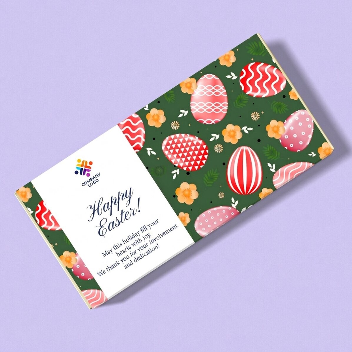 Cioccolato personalizzato con logo e messaggio - Uova di Pasqua