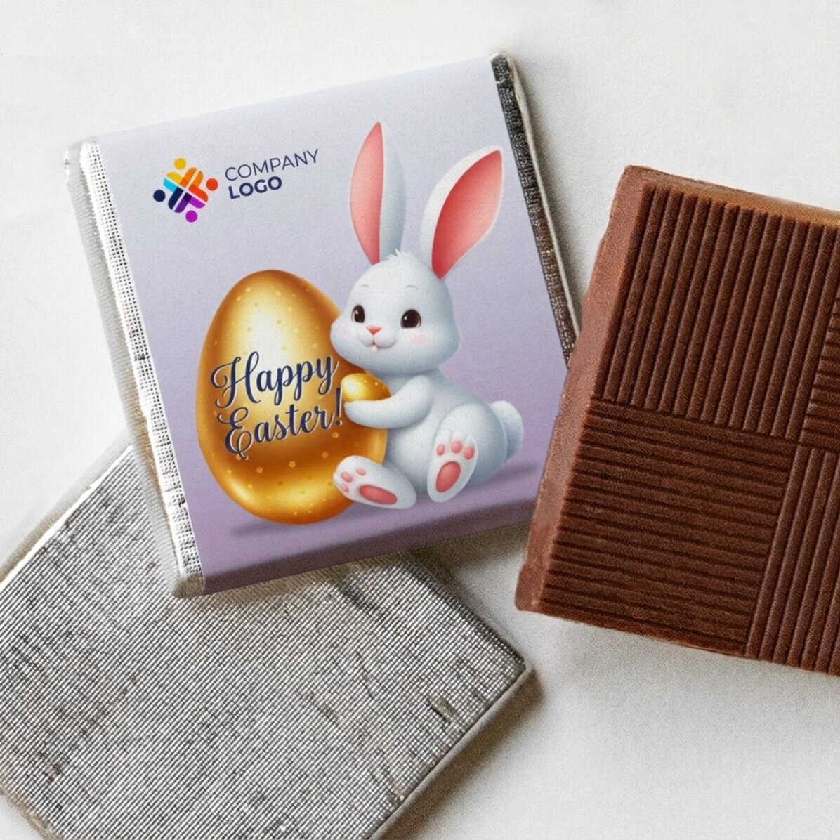 Mini cioccolatino personalizzato con logo e messaggio - Coniglietto pasquale