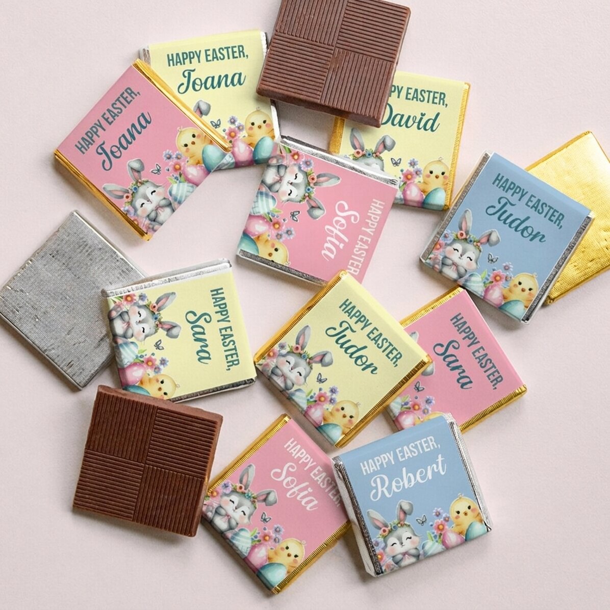 Set di 10 mini cioccolatini personalizzati con messaggio - Buona Pasqua!