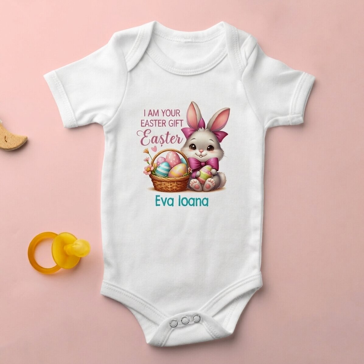 Body personalizzato con nome per neonati - Regalo di Pasqua, bambina