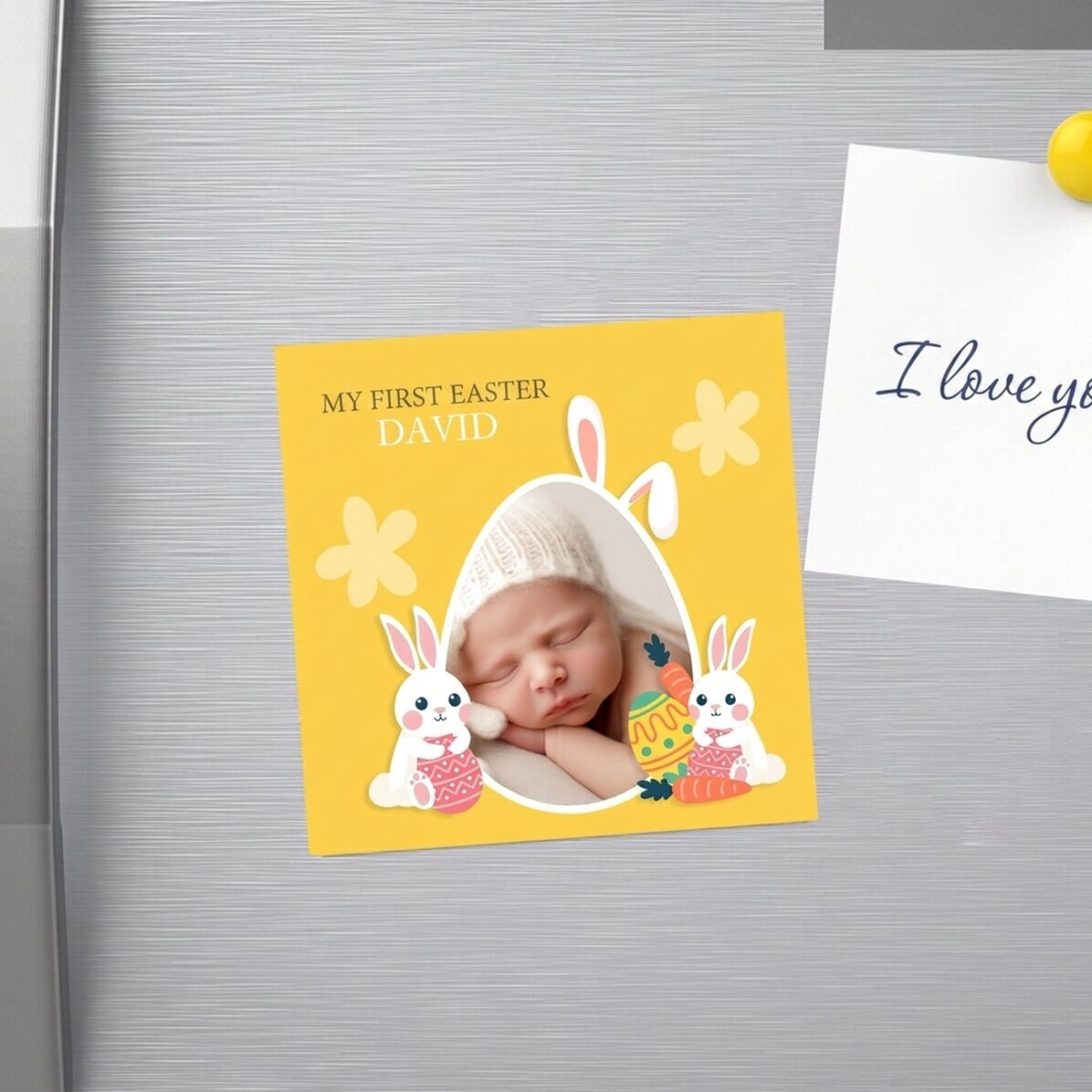 Magnete 10x10 personalizzato con foto e messaggio - Pasqua