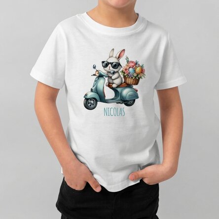 Maglietta in cotone per bambini personalizzata con nome - Cool bunny