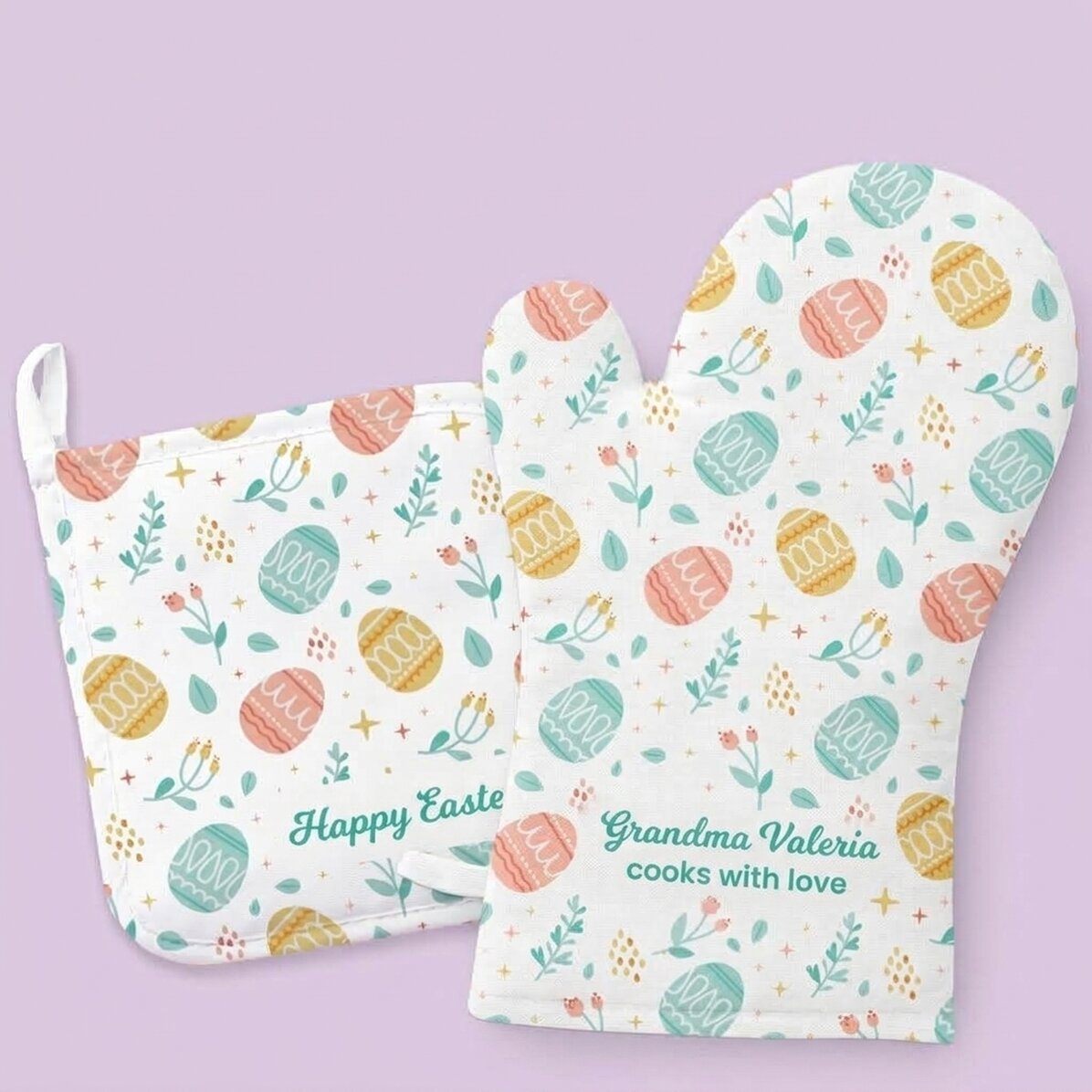 Set personalizzato - guanto e presina - Buona Pasqua