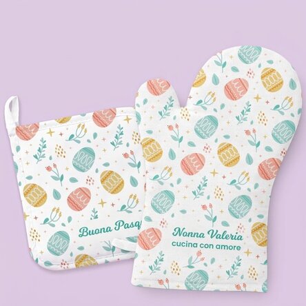 Set personalizzato - guanto e presina - Buona Pasqua