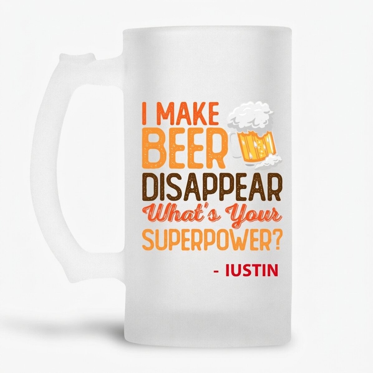 Boccale da birra personalizzato con nome - Superpower