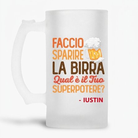 Boccale da birra personalizzato con nome - Superpower